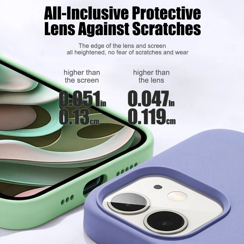 Original Liquid Silicone Phone Case For APPLE iPhone 11 13 12 14 15 16 Pro Max Plus 16E Cases Shockproof Protective Back Cover